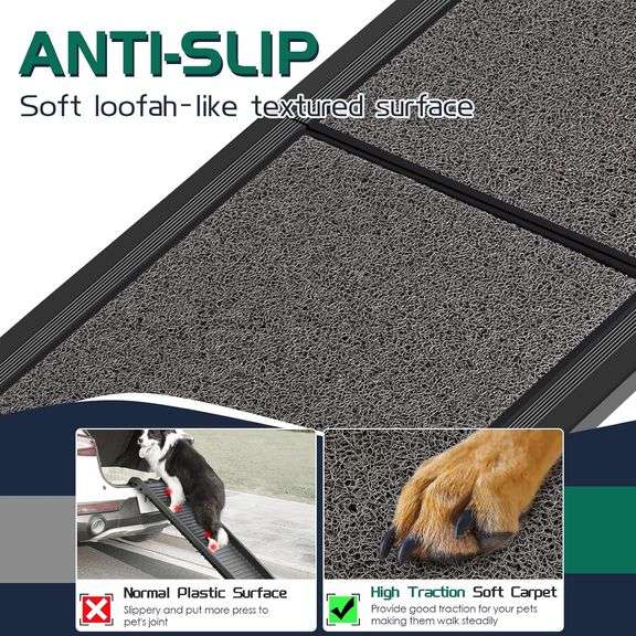CJYMMFAN 67 L*17 W Extra Long Dog Car Ramps, Folding Pet Ramp with Non-slip Carpet Surface, Pet Stairs Ramp for Dogs to Get Into a SUV,Truck & Outdoor
