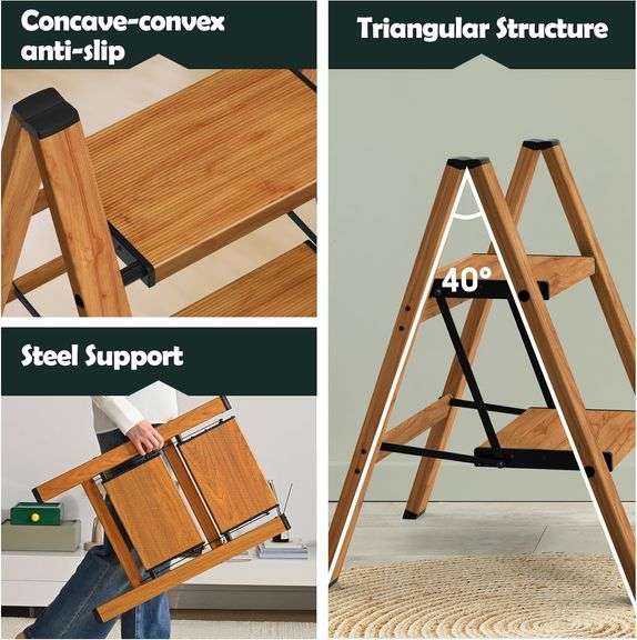 Taranta 2 Step Ladder,Aluminum Lightweight Folding 2 Step Stool with Anti-Slip Wide Pedal, 330lbs Capacity Step Ladder for Household,Kitchen,Office -