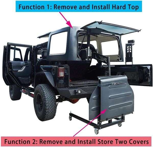 JV7Tussn Remove and Install Hard Top and Spare Tire Lift Compatible with 2&4 Door Jeep Wrangler JK JKU JL JLU, Lifter-B2