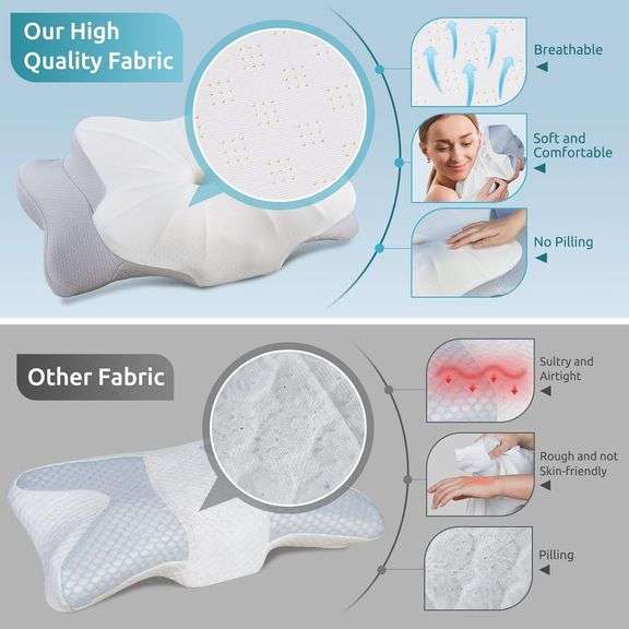 DONAMA Cervical Pillow,Contour Memory Foam Pillow for Sleeping,Ergonomic Neck Support Pillow for Side,Back and Stomach Sleepers with Comfortable and B