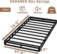 SHOANED Twin Size Box Springs - 5 Inch Low Profile Mattress Foundation No Noise Heavy Duty Metal Basics Bed Base with Clean Fabric Cover, Easy Assembl