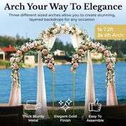 Backdrop Arch Stand Set of 3 with White Covers Includes one 7ft & Two 6ft Arches, Carrying Case, Water Weights, and Spandex Covers