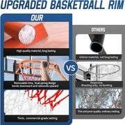Airjam Basketball Rim, 18" Replacement Wall Mounted Outdoor Basketball Hoop, Heavy Duty Solid Steel, Double Spring Basketball Hoop Rim with All Weathe