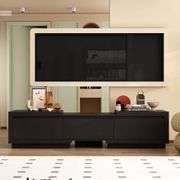 Extendable TV Stand Entertainment Center Black Wood Media Console Fits TV up to 120 in., With Drawers (65.4-106.3"W)