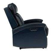 Hermann Navy Genuine Leather Power Recliner with Bronze Nailhead Trim