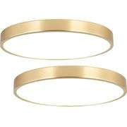 SOTTAE 2 Pack 9 Inch Brushed Gold Metal Flush Mount LED Ceiling Light,3000K-5000K Thin Round Low Profile Ceiling Lamp,Modern Surface Mount Ceiling Lig