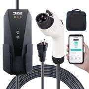 VEVOR Level 1+2 EV Charger 16 Amp 120/240V Electric Vehicle Charger with 28 ft. Charging Cable NEMA 6-20P & NEMA 5-15 Adapter
