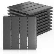 Mychoiii 9 Pack Plastic Interlocking Deck Tiles, 12"x12" Patio Deck Tiles, Waterproof Outdoor Flooring All Weather Use, Dark Grey
