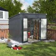 7 ft. W x 8 ft. D Metal Shed Outdoor Storage Shed 56 sq. Ft., Gray
