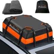 FIVKLEMNZ Car Roof Bag Cargo Carrier, 15 Cubic Feet Waterproof Rooftop Cargo Carrier with Anti-Slip Mat + 8 Reinforced Straps + 4 Door Hooks Suitable