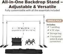 10x10Ft Single Crossbar Backdrop Stand, Heavy Duty Pipe and Drape Stand, Wedding Backdrop for Photography Backdrop, Party, Event, and Ceremony Decorat