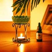 Mimeela Tealight Wax Warmer Oil Burner, Iron Melter Tea Light Holder, Non-Electric Oil Warmer (Turquoise)