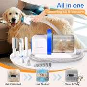 FUKUMARU Dog Grooming Vacuum & Kit, Dog Hair Vacuum with Pet Clipper Nail Grinder, 2L Dust Cup Brush Vacuum with 6 Pet Grooming Tools for Shedding
