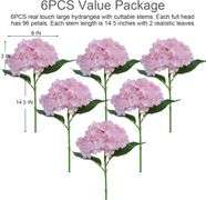 AOLOSA 6PCS Premium Pink Hydrangea Artificial Silk Flowers, Lifelike Fake Hydrangea Head with Stems, Faux Floral Arrangements for Wedding Bouquets, Ho