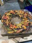 CIR OASES Fall Front Door Wreath,18 Artificial Floral Wreath with Colorful Daisies and Fall Orange Wreath for Front Door Wall Window and Thanksgiving