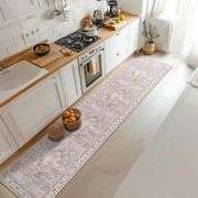 BESTSWEETIE 2x10 Area Rugs Machine Washable No Pile Non Slip Vintage Rugs for Living Room&Bedroom&Dinning Room Bohemian Distressed Carpet Indoor,Pink