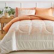 AIKASY Bed in a Bag Twin Comforter Set - 6 Piece Coral Gradient Tree, Microfiber Reversible Comforter for All Seasons (1 Comforter, 1 Flat Sheet, 1 Fi