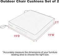 Favoyard Patio Chair Cushions 19 x 19 x 3 Inch Waterproof Outdoor Seat Cushions for Patio Furniture 3-Year Color Fastness Garden Sofa Couch Chair Pads