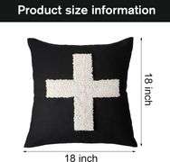 Suzile 2 Pcs Black Pillows with Swiss Cross Throw Pillows Plus Crosses Decorative Cushion for Couch Home Office Decor, 18 x 18 Inches