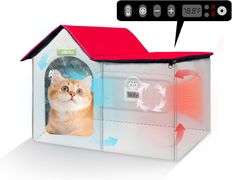 Cooling House for Cat Heated Cat Bed & Cooling Cat Cave - Air-Conditioned Cat House with Smart Thermostat, Season Hot Summers & Cold Winters, Easy to