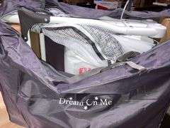Dream On Me Karley Bassinet in Cool Grey, Lightweight Portable Baby Bassinet, Quick Fold and Easy to Carry , Adjustable Double Canopy, Indoor and Outd