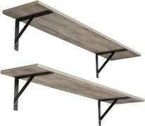 DINZI LVJ Long Shelf, 31.5 Inch Large Wall Mounted Shelves Set of 2, Easy-to-Install, Display Ledges with Sturdy Metal Brackets for Living Room, Bathr