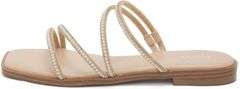 vodvob Women's Rhinestone Flat Sandals Slip on Memory Foam Sandals Open Toe Slide Sandals