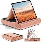 KDD Tablet Pillow Stand, Multi-Angle Viewing I-pad Holder for Lap, Bed and Desk, Foldable Soft Pad Dock with Stylus Mount Compatible with I-pad Pro 12