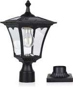 Koepom KP4301Q Solar Lights Outdoor with Glass Shade Heavy Duty Die-Cast Aluminum for Door Pillar Driveway Pathway Garden Patio Matte Black
