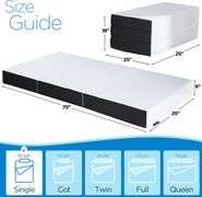 Folding Mattress, 6 inch Single Tri-Folding Memory Form Mattress,Portable Trifold Mattress Topper with Washable Cover, Non-Slip Bottom Camping Mattres