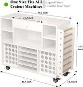 Craft organization and storage Cart Compatible with Cricut Machine, Rolling Craft Organizer With large drawer & 48 Vinyl Roll Holder, Crafting Cabinet