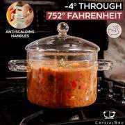 2L Clear Glass Simmer Pot with Lid & Strainer | Heat-Resistant Borosilicate Glass Pot for Pasta, Soup, Baby Food & Milk | Electric Simmer Tool for Hom