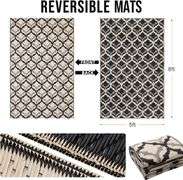 OLANLY Reversible Outdoor Rug 5x8 ft Clearance, Waterproof Plastic Straw Rug, Large Patio Rug with Interlacing Pattern, RV Mat for Patio, Camping, Bal