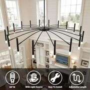 NILSE LED 18-Light Black Modern Sputnik Chandelier with G9 Bulbs, 53 Inch Large Cast Iron Light Fixture Dimmable Lighting for Dining Room Foyer Farmho