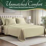 DECOLURE 100% Organic Viscose Derived from Bamboo Sheets Cal King Size 6pcs - Ultra Soft & Luxuriously Cooling, 17" Deep Pocket, Double Stitching, Per