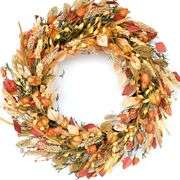 CIR OASES 24 inch Fall Wreath with Berries, Wheat Ears, and Harvest Wheat for Home Wall Decor