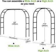 Metal Pergola Arbor,7.5 Feet Wide x 6.4 Feet High or 4.6 Feet Wide x7.9 Feet High,Assemble Freely 2 Sizes,for Various Climbing Plant Wedding Garden Ar