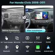 Podofo HiFi 16EQ 2G 64G Car Stereo Radio for Honda Civic 2006-2011 CarPlay Android Auto MirrorLink, 10.1 inch 1080P HD IPS Touch Screen Civic Car Radi