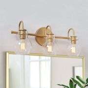 Robb Modern 3-Light Gold Bathroom Vanity Light Interior Powder Room Lighting with Clear Globe Shades