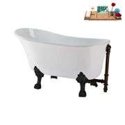 51 in. Acrylic Clawfoot Non-Whirlpool Bathtub in Glossy White with Oil Rubbed Bronze Drain and Matte Black Clawfeet
