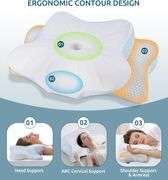 FAIORD Cervical Memory Foam Pillow for Neck and Shoulder, Ergonomic Contour Cervical Pillow for Sleeping with 2 Heights, Cooling Neck Support Pillows