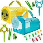 Bug Catcher Kit, Outdoor Toy Gift for 3 4 5 6 7 8+ Year Old Boys Girls Kids, 2 Pcs Critter Cage Butterfly, Outdoor Explorer Kit with Whistles for Back