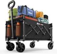 Collapsible Wagon with Wheels, 220 lbs Wagons Carts Foldable Wagon Cart with Flexible Handle, Lightweight Portable Folding Utility Grocery Shopping Ca