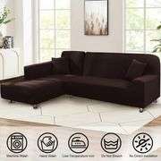 LA MEACK Sectional Couch Covers 2-Piece Softness L Shaped Sofa Cover Super Stretch L-Type Couch Slipcover with 2Pcs Pillowcases Sofa Slipcover 3 Seate