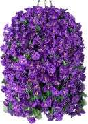 Hanging Artificial Flowers Basket, Fake Hanging Plant, Silk Orchid Flowers, Faux Flower Arrangement for Outdoor Garden Yard Pouch Patio Indoor Home De