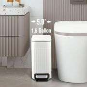Cesun Small Bathroom Trash Can, 1.6 Gallon Stainless Steel Garbage Can with Lid and Foot Pedal, Slim Waste Basket for Bathroom, Office, Bedroom, Laund