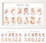 My First Year Photo Frame,12 Months Baby Picture Frame for Newborn Girl,Boy-Baby Shower Gifts Keepsakes,Monthly Baby's One Year Birthday Milestone,1st