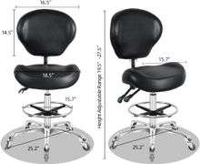 Nazalus Rolling Swivel Drafting Chair Adjustable Heavy Duty (400lbs) Lumbar Support Task Chair for Home Desk Studio Design Lab(Trapezoidal Back Black)