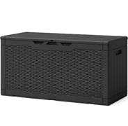Patiowell 100-Gallon Black Plastic Deck Box
