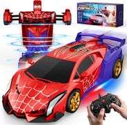Spider Transform RC Cars Toys with Eye & Underbody Lights, 2.4GHz Remote Control Car One-Button Deformation, Fast 360 Rotation Robot Toys Birthday Gif